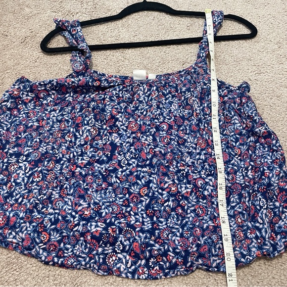GAP Factory Flutter Sleeve Print Tank Top in Blue Floral Size Small - Picture 9 of 12